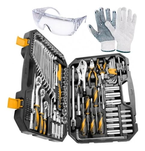 Kit De Herramientas Tolsen Industriales 137 Piezas - Sc - Color Negro Con Naranja