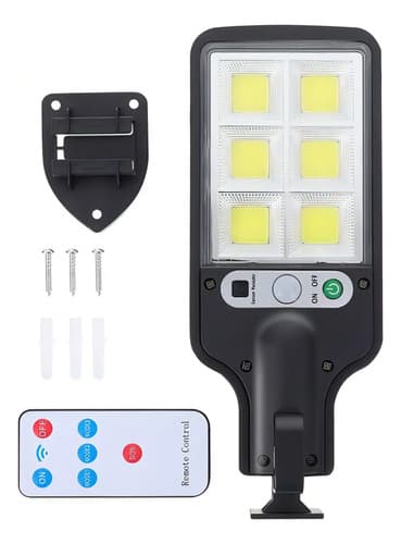 Foco Solar Exterior Con Sensor Y Foto Célula 6 Luces Negro