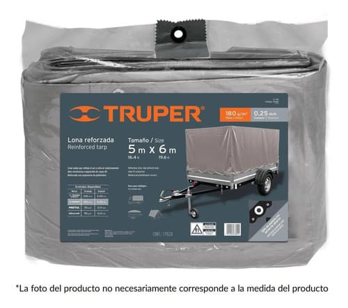 Lona Reforzada Gris 4 X 6 Mt Truper 15365 Gris Claro