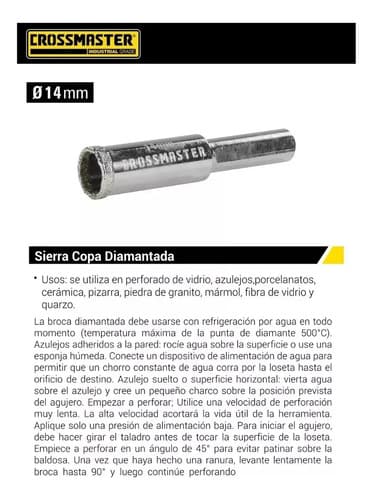 Sierra Copa Diamantada 14mm Crossmaster