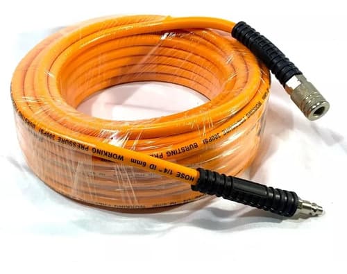 Manguera Aire Compresor 1/4 6x12mm 15 Mts C/ Acoples M62 Naranja Claro