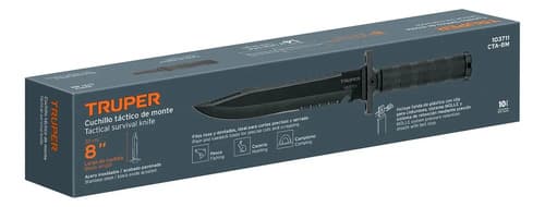 Cuchillo Táctico De Monte 8'' Mango Recto Truper Cta-8m Color Negro