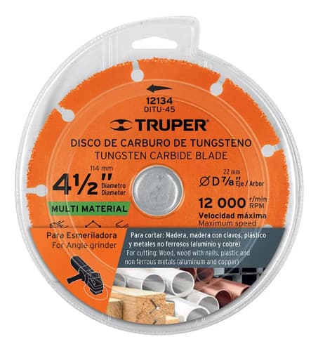 Disco 4 1/2'' Multiprop. Truper Multi Material Madera Metal Naranja