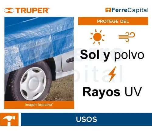 Lona Reforzada, 3 X 3 M, Azul Truper 15370