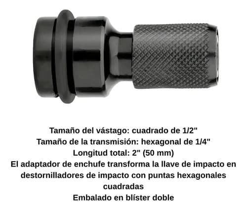Adaptador De Impacto De 1/2 Pulgada A Hexagonal 1/4 Ingco