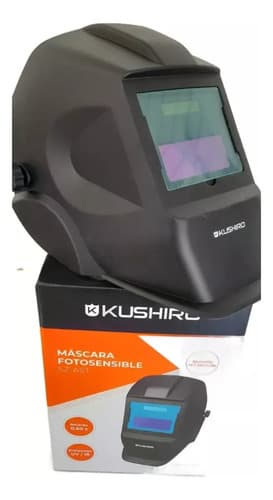 Máscara Fotosensible Para Soldar Kushiro Con Panel Solar Y Batería Negro