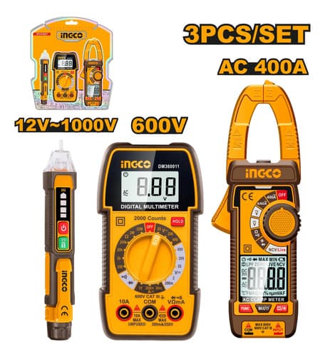 Kit Pinza Amperimetrica Ac-400a + Tester 600v + Detector