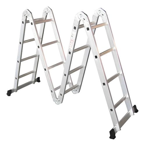 Escalera Aluminio Plegable Konan 4x4 4.7m Multipropósito Antideslizante Plateado