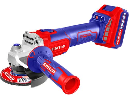 Amoladora A Bateria 20v Valija Emtop Con Bateria Y Cargador Rojo