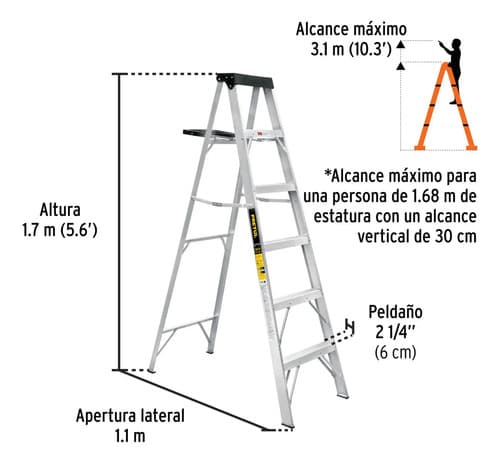 Escalera De Aluminio Tijera Pretul Est-35p Gris