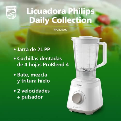 Licuadora Philips Daily Collection Hr2129 1.5 lts Blanca Color Blanco