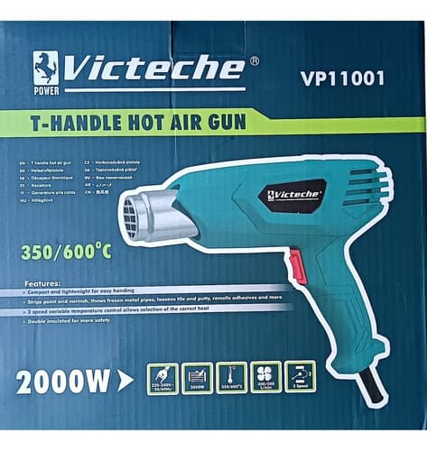 Pistola De Calor 2000w 350/600°c 2 Velocidades Victeche Azul Petróleo