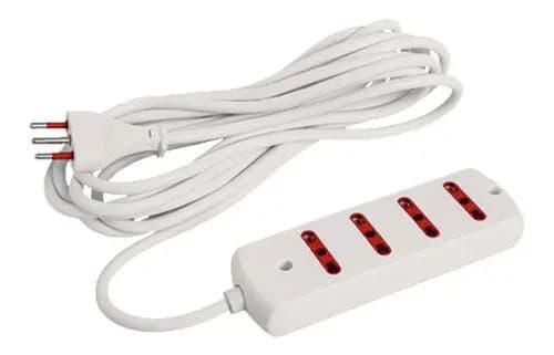 Alargue Zapatilla 3 En Linea 4 Tomas 3 En Linea 3 Metros Blanco