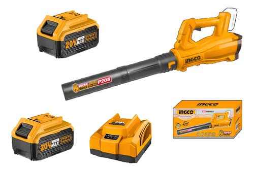 Sopladora Bateria 20v Con 2 Bat 4ah Y Cargador Ingco Naranja Claro