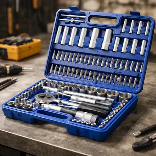 Set Kit Herramientas 108 Pcs Tubos Llaves Criquet Puntas Azul