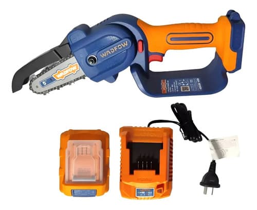 Motosierra Mini Sierra Podadora Inalámbrica Wadfow + Bateria Color Naranja/azul