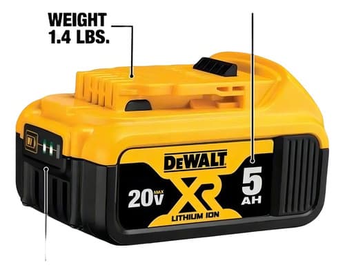 Bateria Dewalt Dcb205 20v Max Xr, Ion De Litio, 5.0ah, Color Negro/amarillo