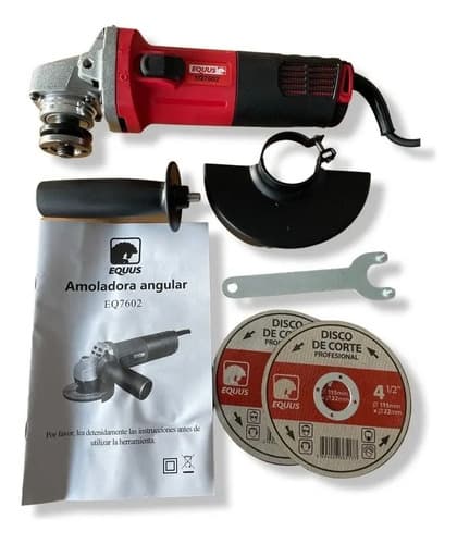 Amoladora Equus 810 Watts Para Disco De 4.5 Uso Profesional Color Rojo Frecuencia 50hz