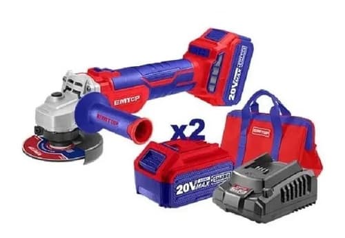 Amoladora Inalámbrica 115mm 2bat Cargador Bolso Emtop Rojo/azul