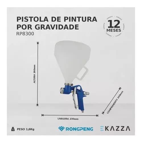 Pistola De Pintura Por Gravedad Rp8300, Color Azul Marino Rongpeng