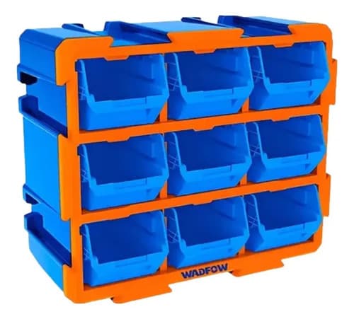 Gabinete Porta Herramientas Plastico 9 Cajones Wadfow Color Azul Y Naranja Azul Naranja