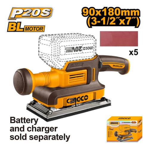 Lijadora Orbital A Batería Brushless Motor 20v P20s Naranja Claro
