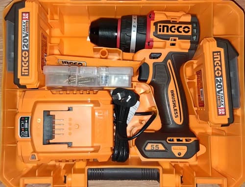 Taladro Atornillador Percutor Ingco Brushless 55nm Compa Color Naranja Frecuencia 50