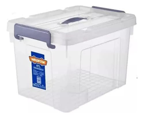 Caja Contenedor Plastico Apilable Transparente 87lt Wadfow Transparente Lisa