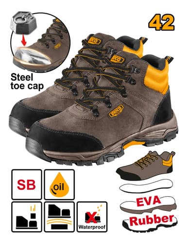 Botas De Seguridad Con Puntera Acero Ingco Talle 40 Al 45 Marrón 44 Uy