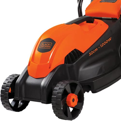 Cortadora De Césped Eléctrica Black+decker 1200w Gr1000 Con 3 Posiciones Y Bolsa Recolectora De 28l Naranja