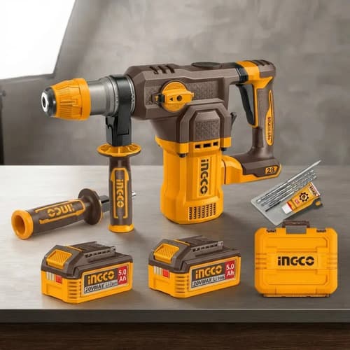 Rotomartillo A Batería 20v P20s Ingco Con 2 Baterías Naranja 50/60 Hz
