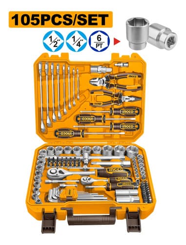 Set X 105 Herraminetas Combinadas En Valija Ingco Naranja Claro