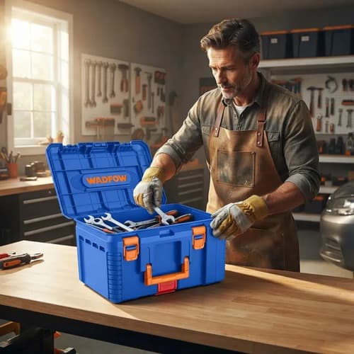 Caja De Herramientas Apilable De 19 Wadfow Carga 22 Kg Azul Azul