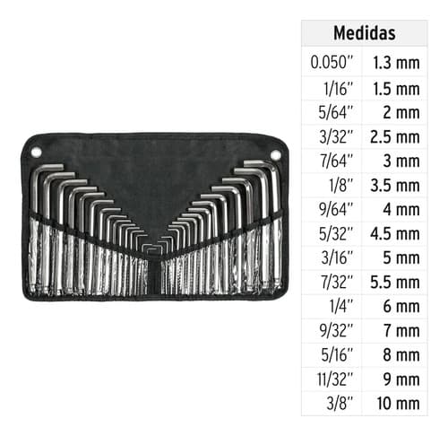 Llaves Allen Truper Juego 30 Piezas Estuche Plástico All-30 Color Cromado