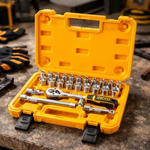 Set 22pcs Crique + Dados Cr-v 3/8  Ingco Hkts38221 Naranja