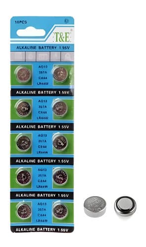 Pila Ag13 A76 Lr44 Alcalina Pack 10 Pilas De Litio Tira