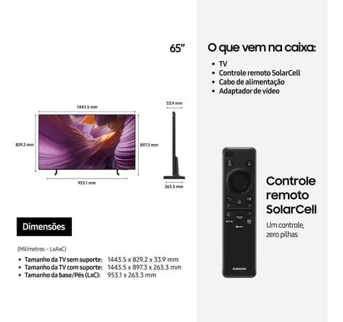 Samsung Vision Ai Tv 65 Oled 4k S85f 2025, Procesador Con Ai, Control Por Gestos, Modo Ai, Panel De 120 Hz, 7 Años De Actualización