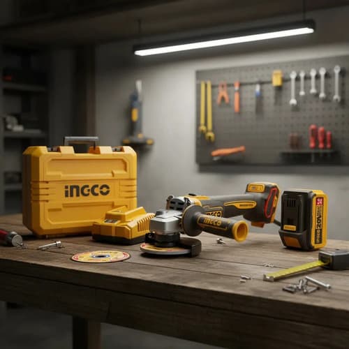 Amoladora 4 1/2 1200w Bat Y Carg Valija Ingco Cagli2211532 Color Amarillo Frecuencia 50hz/60hz