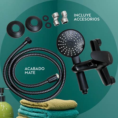 Monocomando Negro Mate Para Ducha Italomix Lh-3259