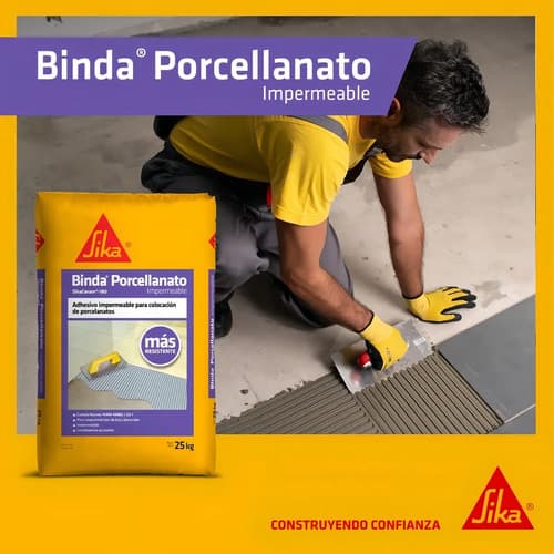 Adhesivo Sika Binda Porcellanato Impermeable 25 Kg