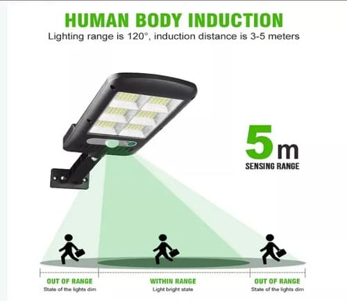 3 Lamparas Luz Foco Solar 240 Led Exterior Con Sensor Negro