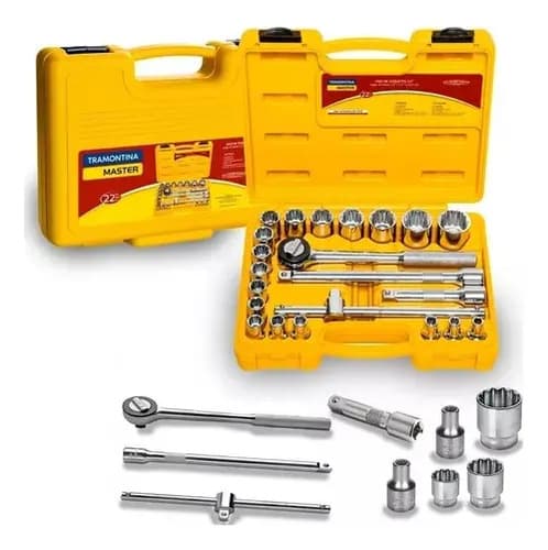 Juego Dados 22 Piezas Encastre 1/2'' Tramontina Master - Fc