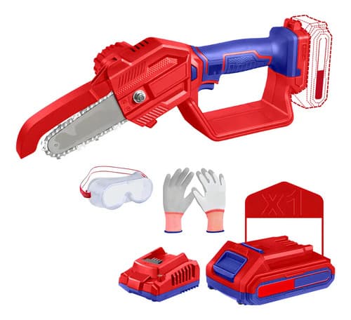 Mini Motosierra A Bateria 5 Pulgadas 20 V Emtop Elga20581 Rojo