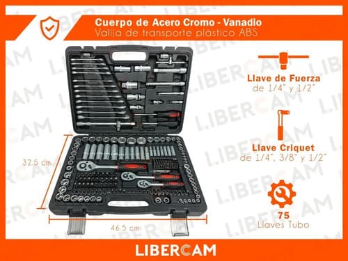 Set Juego De Tubos Llaves Y Puntas 216 Piezas Valija Caja