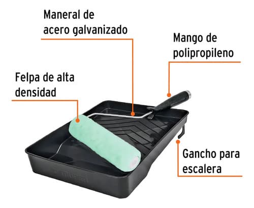 Kit De Pintor Bandeja Y Rodillo 22 Cm Truper Kit-ropi-915