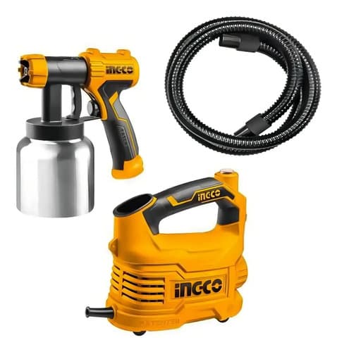 Pistola Rociadora Eléctrica Ingco De Aluminio Con Tacho De 800ml Amarillo