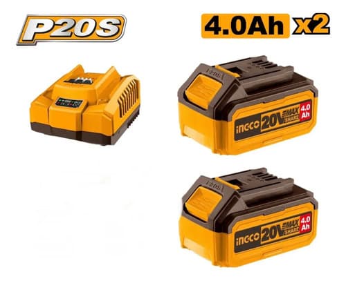 Taladro Atorn C/percutor +2 Baterías 4ah Ycar 20v 96nm Ingco Naranja Claro 20v