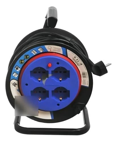 Alargue Electraline 30m Enrollador 4 Schuko 16a Protección Sobrecarga