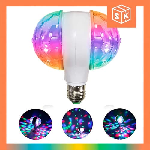 Lampara Giratoria Led Doble De Colores Rgb Rotating Lamp Multicolor