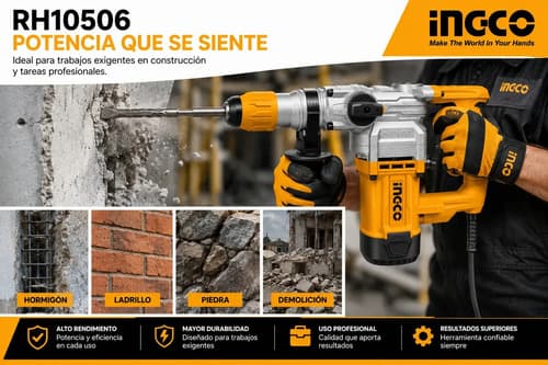 Rotomartillo Ingco Rh10506 1050w Sds Plus 4.5j Profesional Amarillo 50 Hz/60 Hz